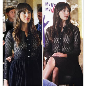 Maje Dress Size 2 Eyelet Mesh Lace Long Sleeve Mini Dress Dark Academia Gothic